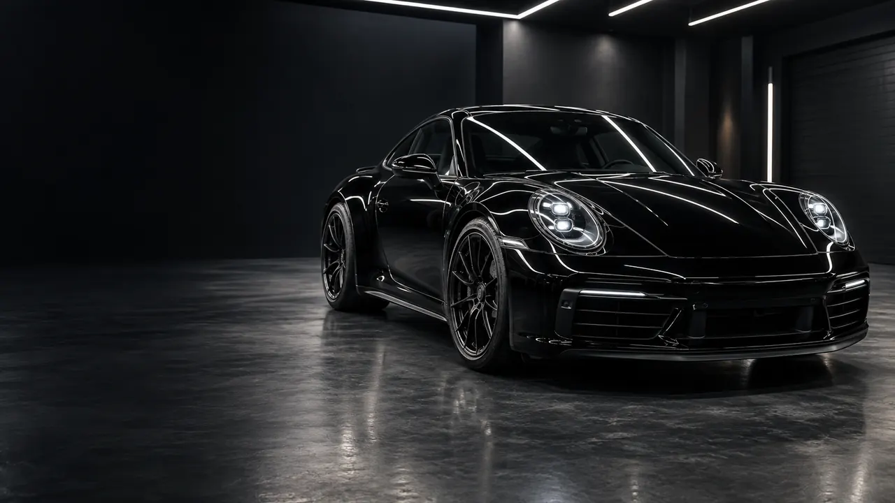 Black performance car featured in the APEX AUTO STUDIO demo website